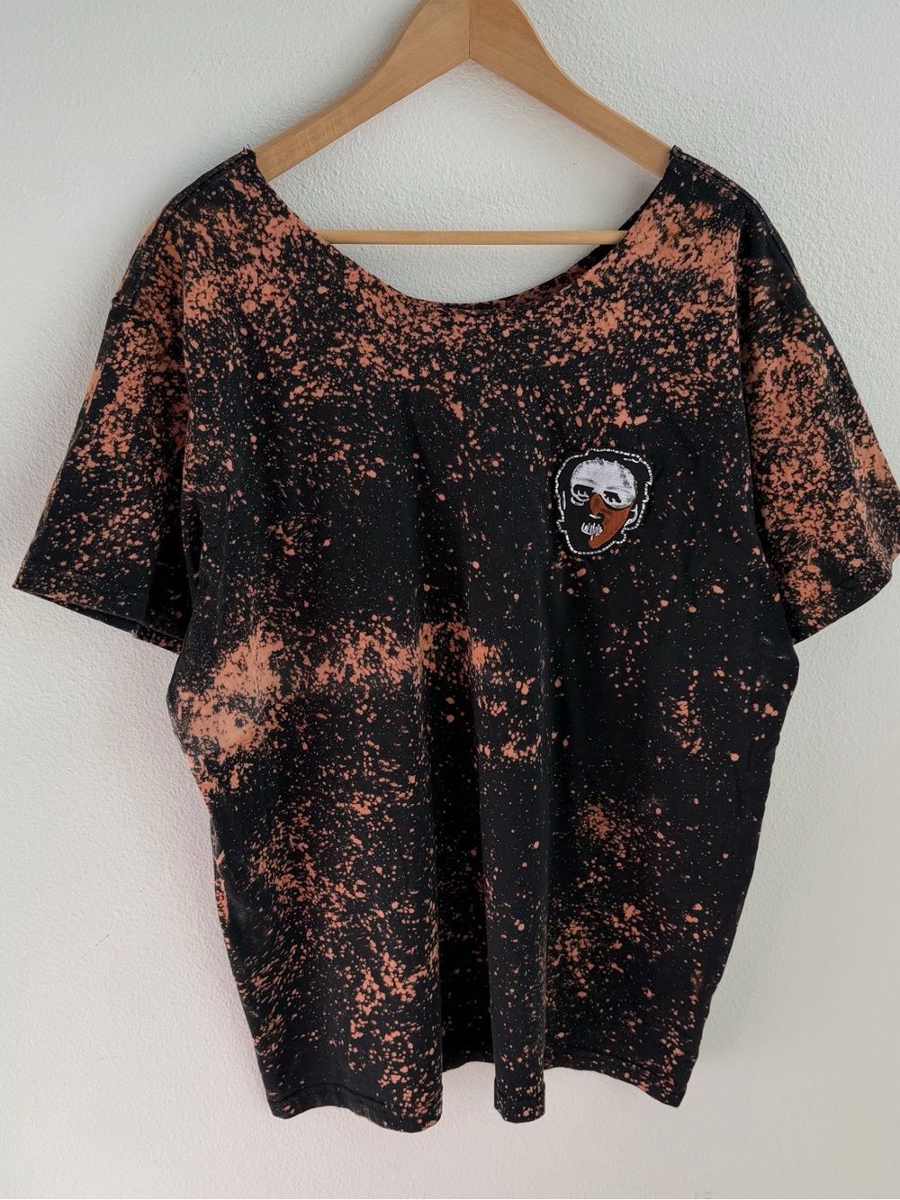 Custom "silence of the lamb" Hannibal Lecter Patch Distressed Bleach Tee